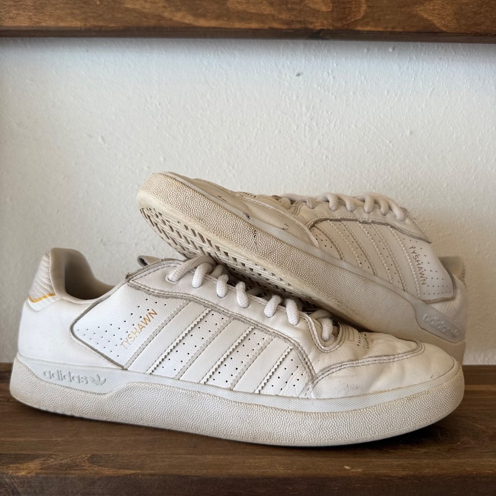 Adidas Tyshawn Jones White Leather‎ Skate Shoes Men's Size 12 Sneakers